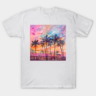 Hawaiian Palm Trees Under a Purple Sky T-Shirt